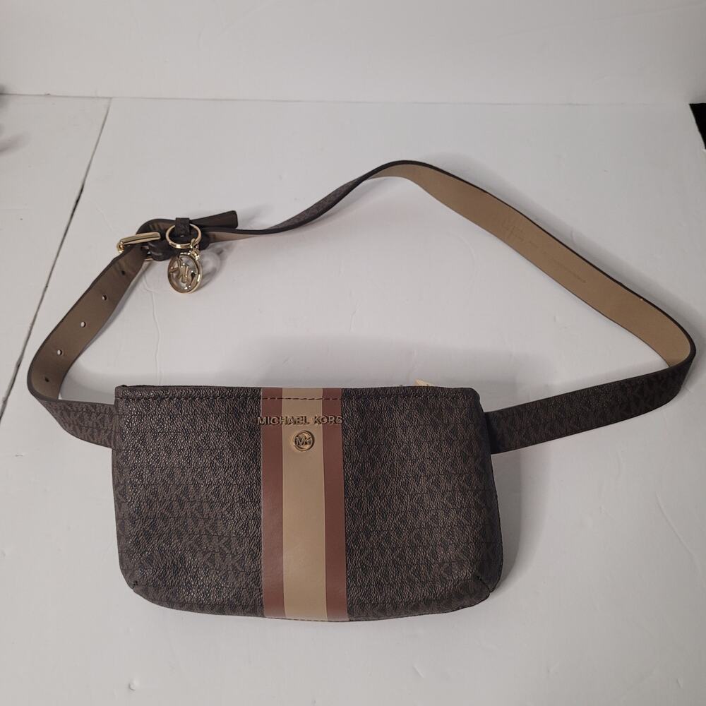 Stylish Michael Kors Brown Tan Buckle Waist Bag Fanny Pack